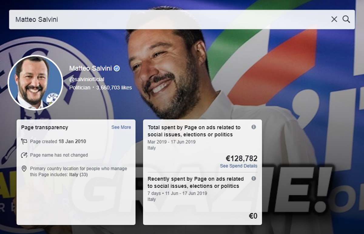 Ecco quanto spende Salvini per promuovere il suo vangelo su Facebook