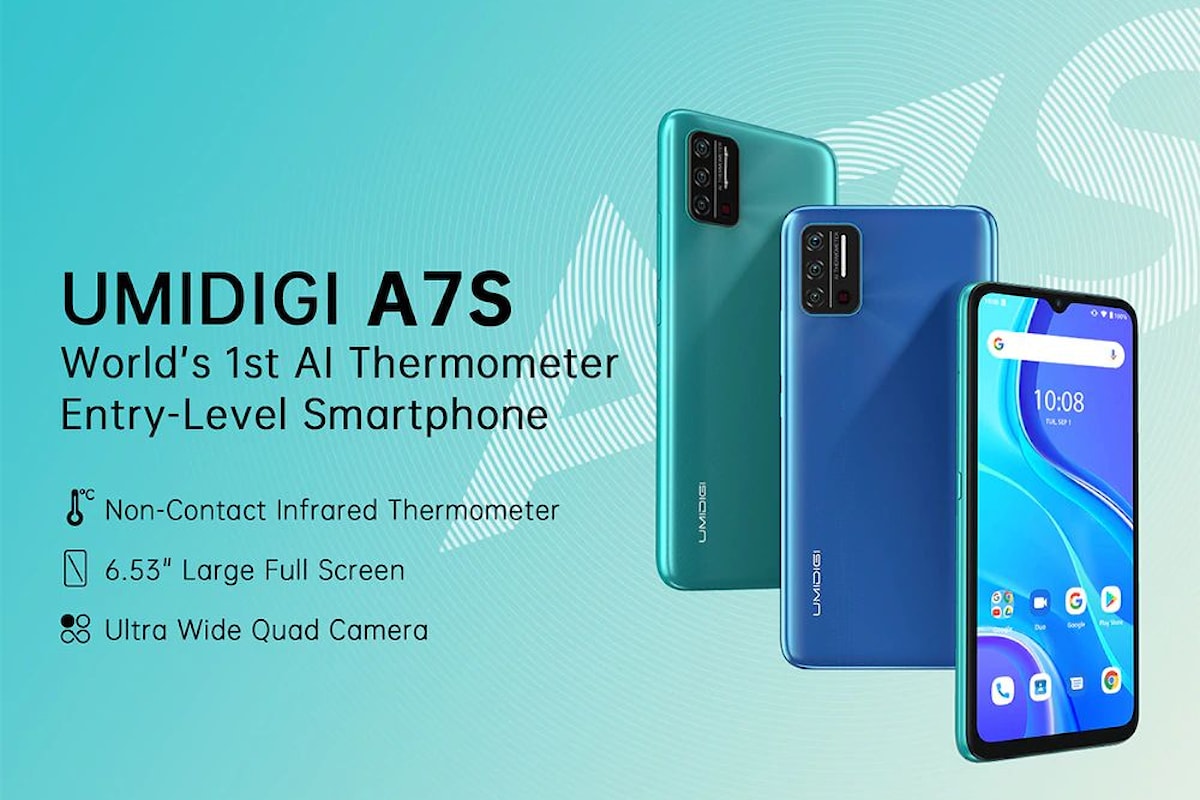 Lancio globale per l'UMIDIGI A7S: meno di 60 euro per il primo smartphone che integra un termometro ad infrarossi