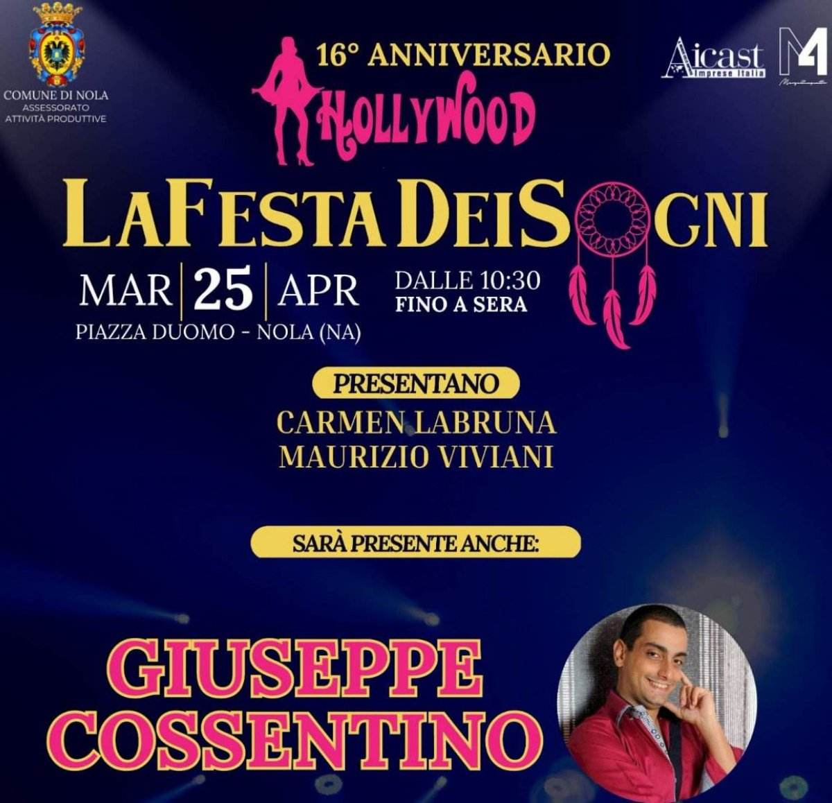 Giuseppe Cossentino, sceneggiatore e regista nel parterre vip de la Festa dei Sogni a Nola