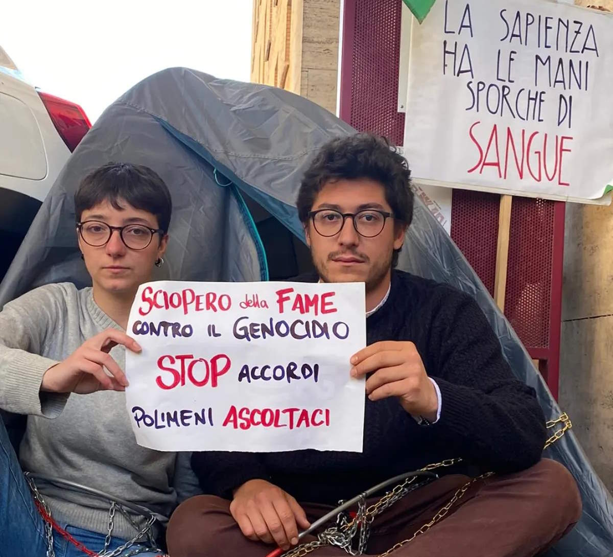 Dopo la mancata sospensione della Sapienza del bando di collaborazione con le università israeliane, due studenti iniziano uno sciopero della fame