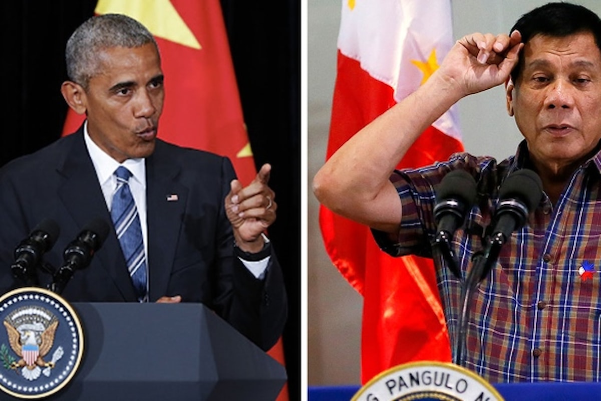 Obama cancella l'incontro con il presidente delle Filippine, che lo aveva chiamato figlio di p...