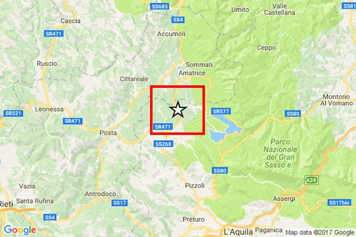 Alle 10:25 scossa di terremoto di magnitudo 5.3 a sud di Amatrice